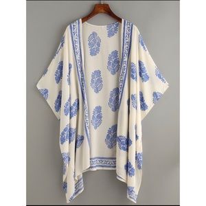 Vintage Pattern Print Hanky Hem Kimono 👘